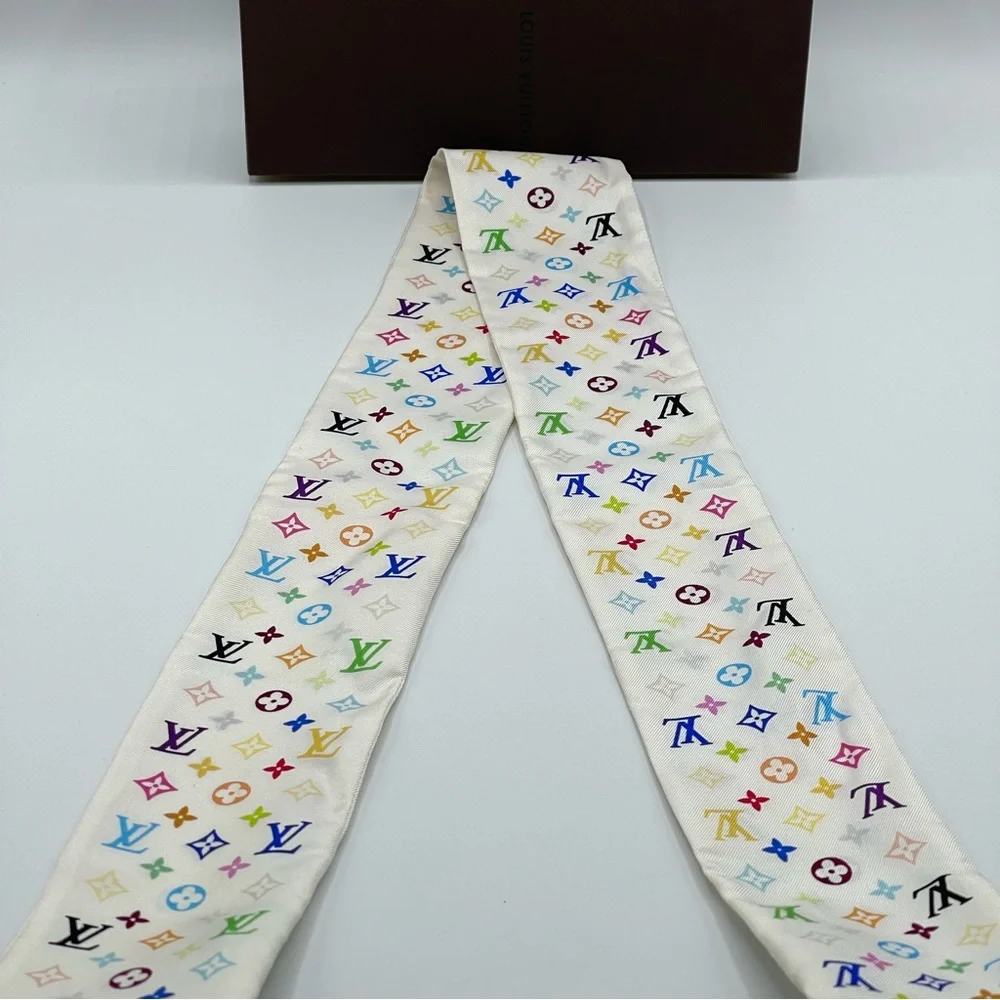Louis Vuitton x Takashi Murakami Multicolor Y2K Bandeau Neckerchief Scarf Wrap - Picture 4 of 13